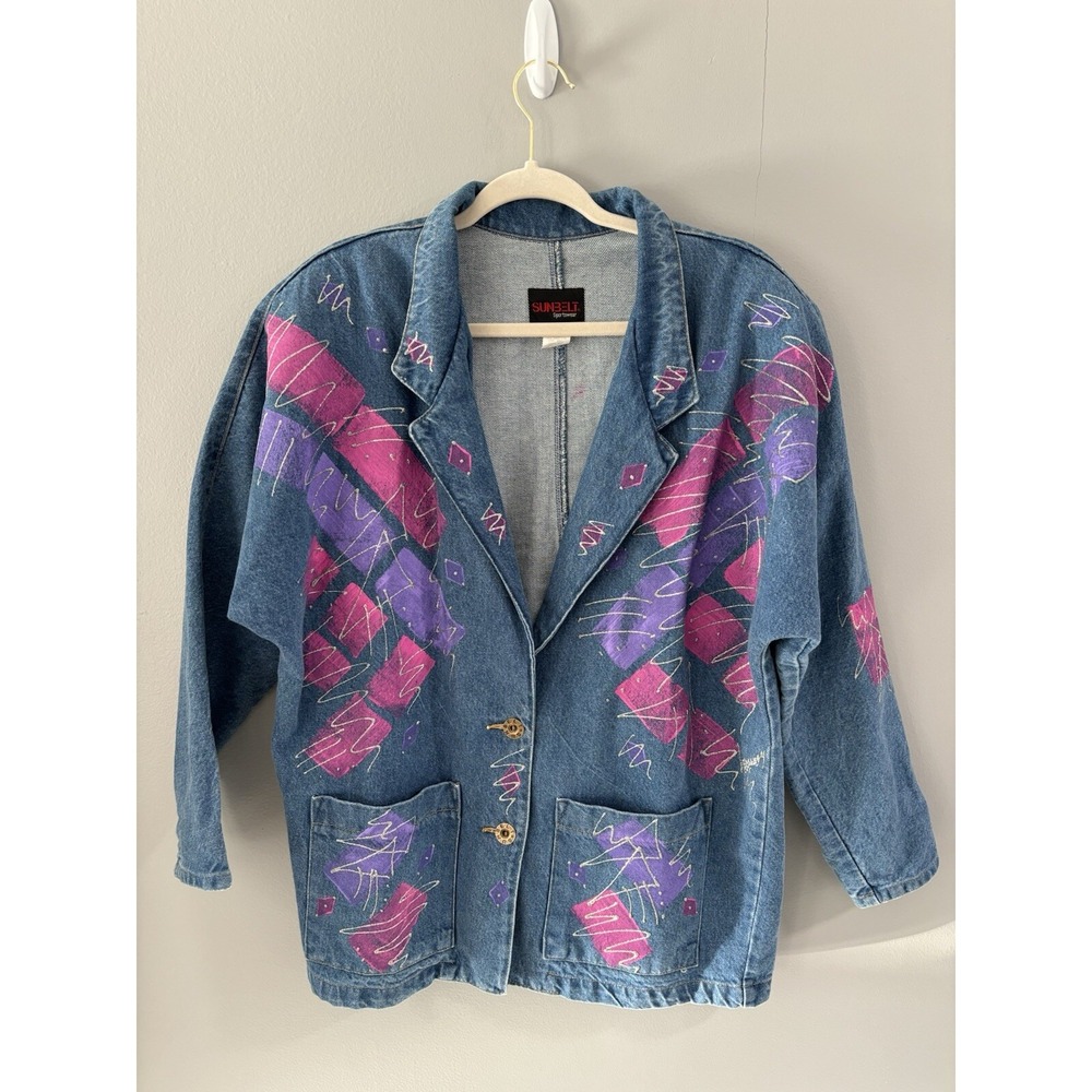 Vintage Sunbelt Sportswear Painted Denim Jacket Size‎ Medium - Picture 4 of 16